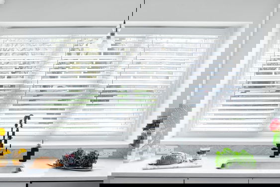 Bright White Faux Wood Blinds