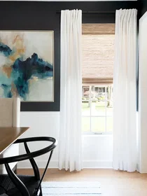 Tailored-Fit Drapery<br>Linen Cotton, Weave White Tailored-Fit Drapery<br>Linen Cotton, Weave White