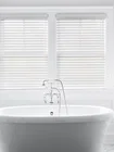 Faux Wood Blinds in Bathroom