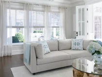 Faux Wood Blinds in Living Room