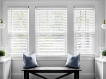 Faux Wood Blinds in Mudroom