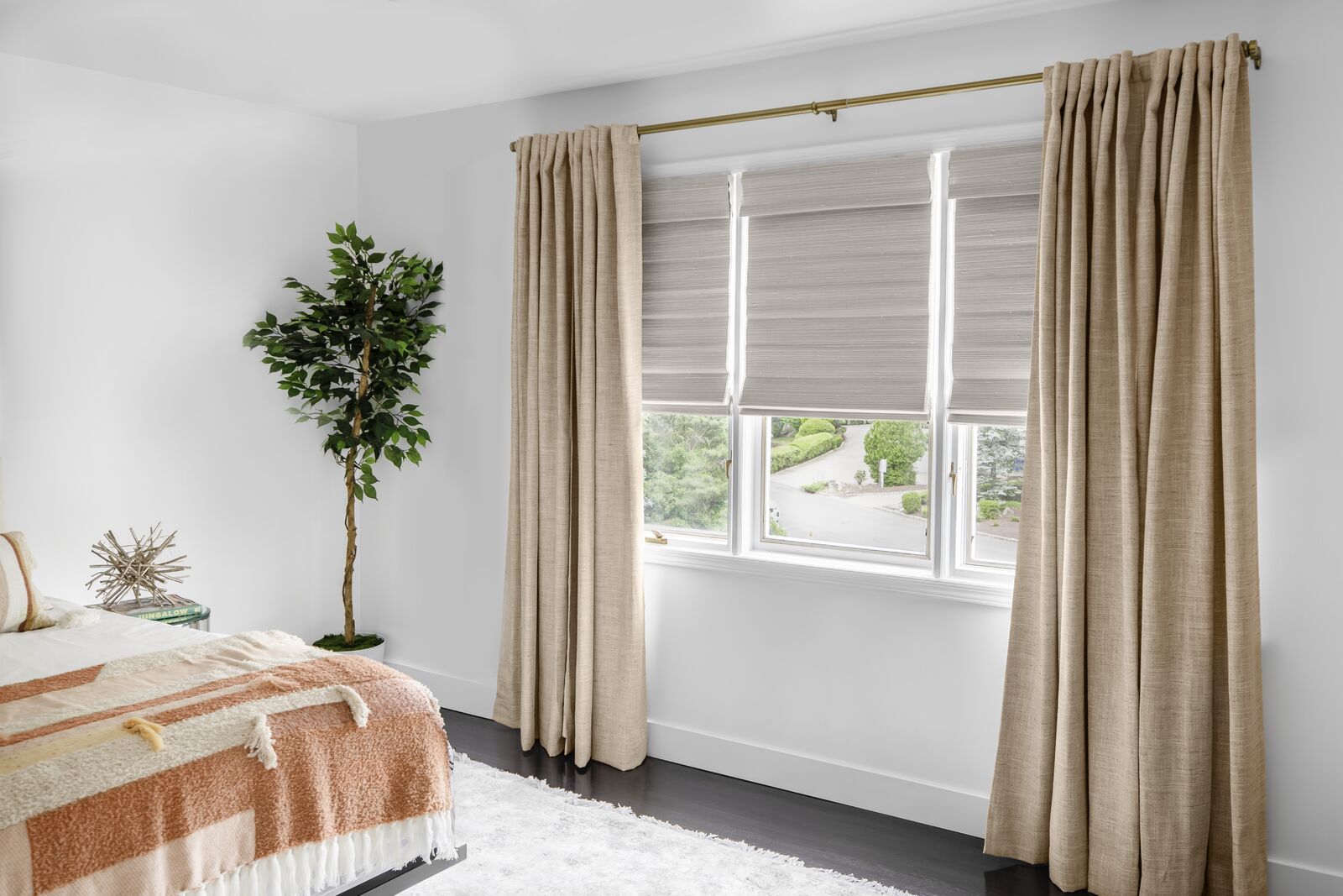 large window by layering curtains large window by layering curtains